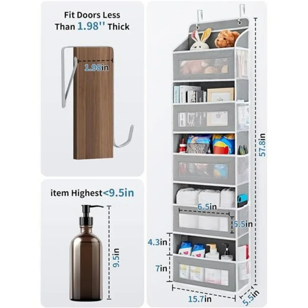 Over The Door Organizer Storage 5 Shelf Hanging Door Organizer with 5 Pockets